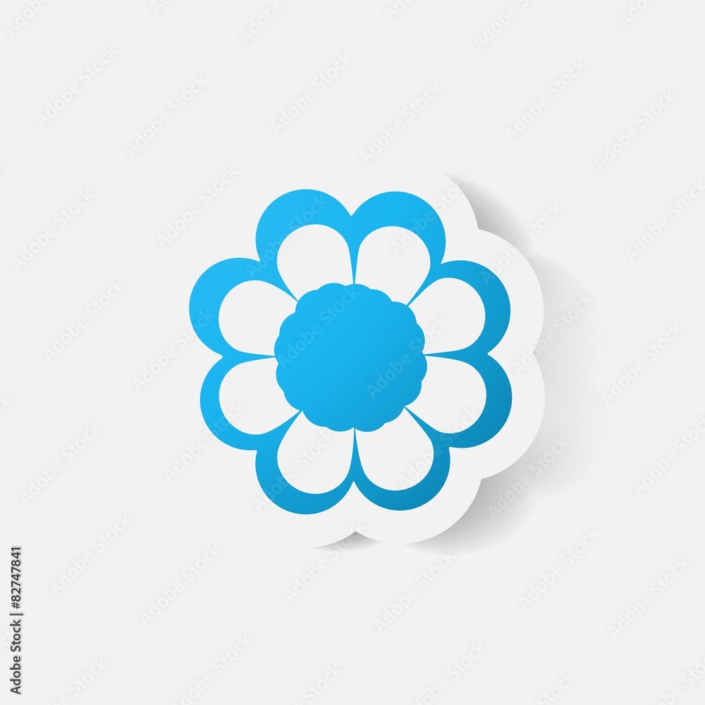 Realistic paper sticker: flowers. camomile Realistic paper sticker: flowers. camomile