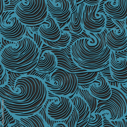 Abstract doodle waves seamless pattern