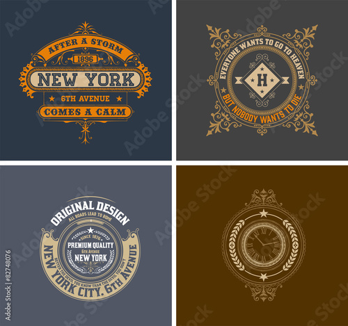 Retro cards. Business sign, identity for Restaurant, Royalty, Bo