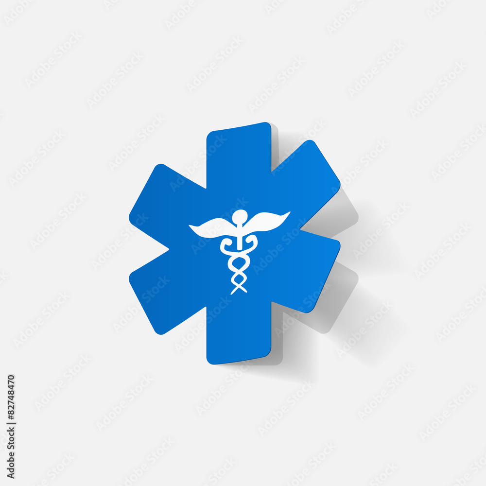 Paper clipped sticker: symbol medical care Paper clipped sticker: symbol medical care