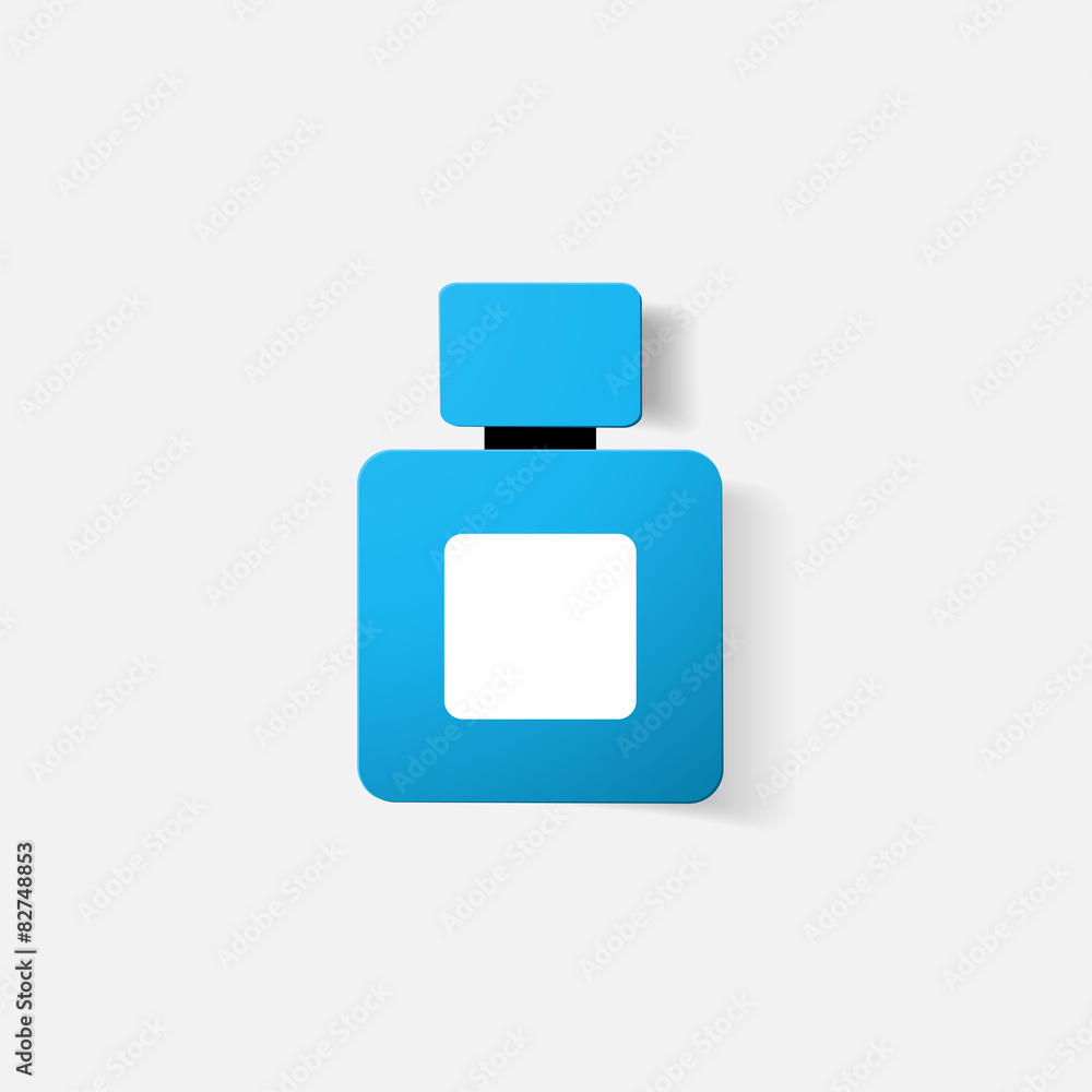 Paper clipped sticker: bottle of perfume, cologne Paper clipped sticker: bottle of perfume, cologne
