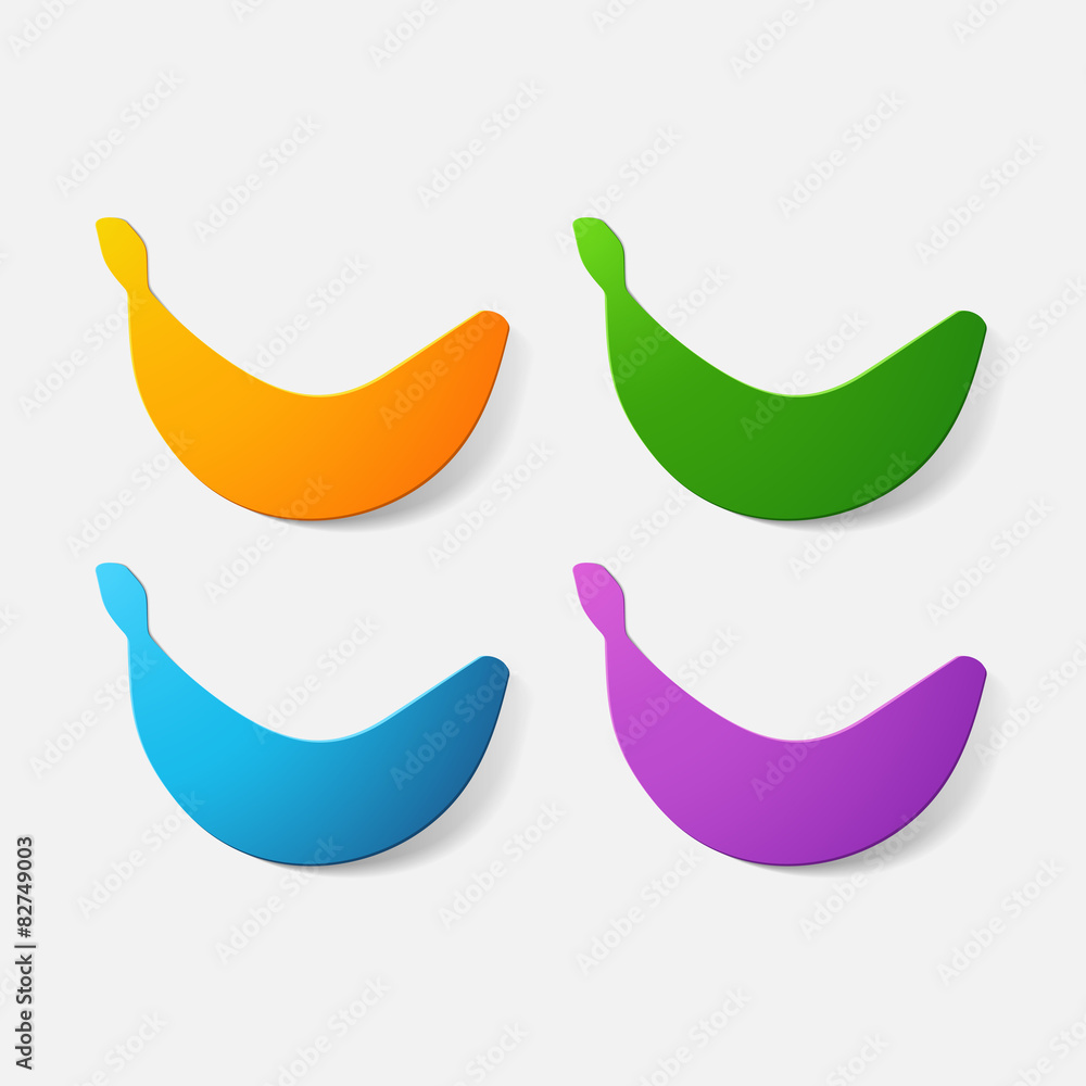 Fototapeta premium Paper clipped sticker: fruit, banana