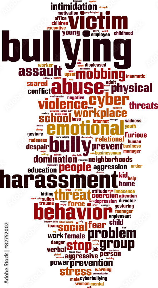 Obraz premium Bullying word cloud concept. Vector illustration
