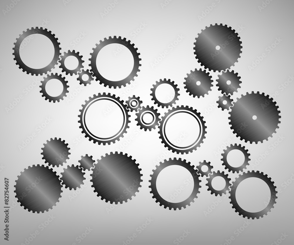 Illustration of different steel gears icons