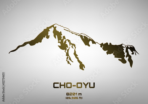 Outline vector illustration of bronze Cho Oyu