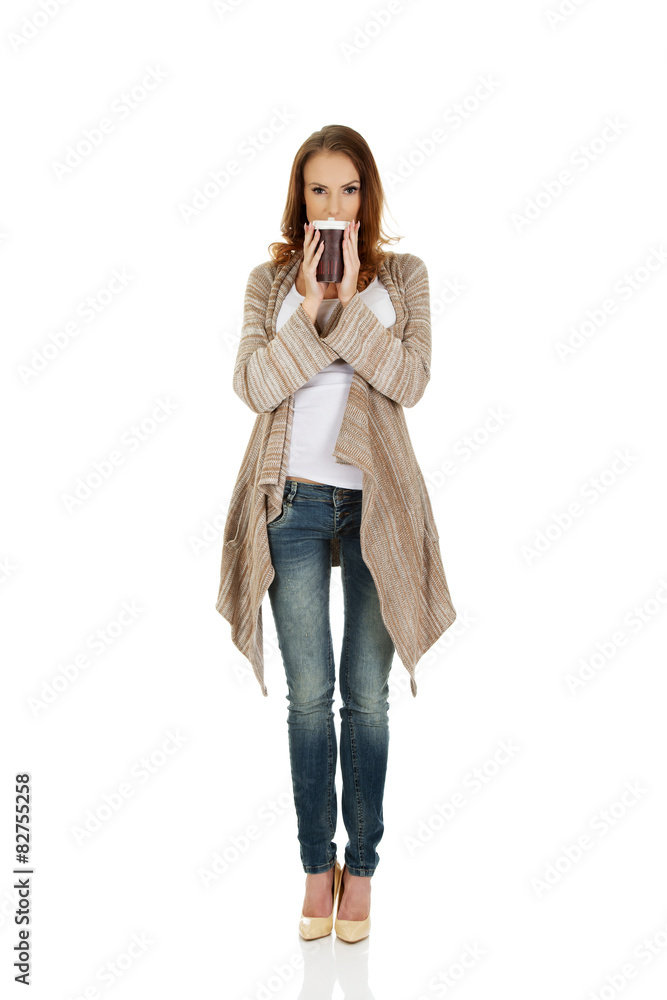 Beautiful woman with cup of coffee. Beautiful woman with cup of coffee.