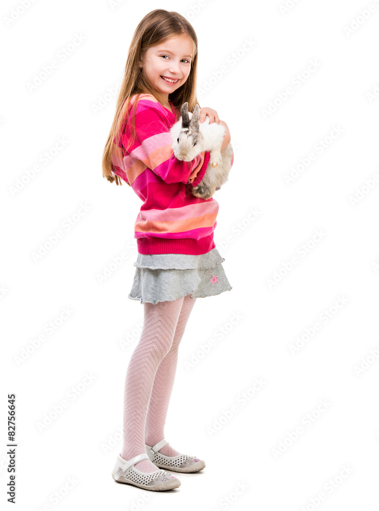cute girl with baby rabbit cute girl with baby rabbit