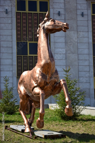 Bronze sculpture featuring a racing horse, in Astana, Kazakhstan