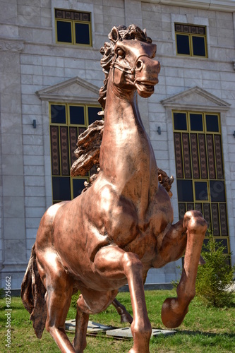 Bronze sculpture featuring a racing horse, in Astana, Kazakhstan