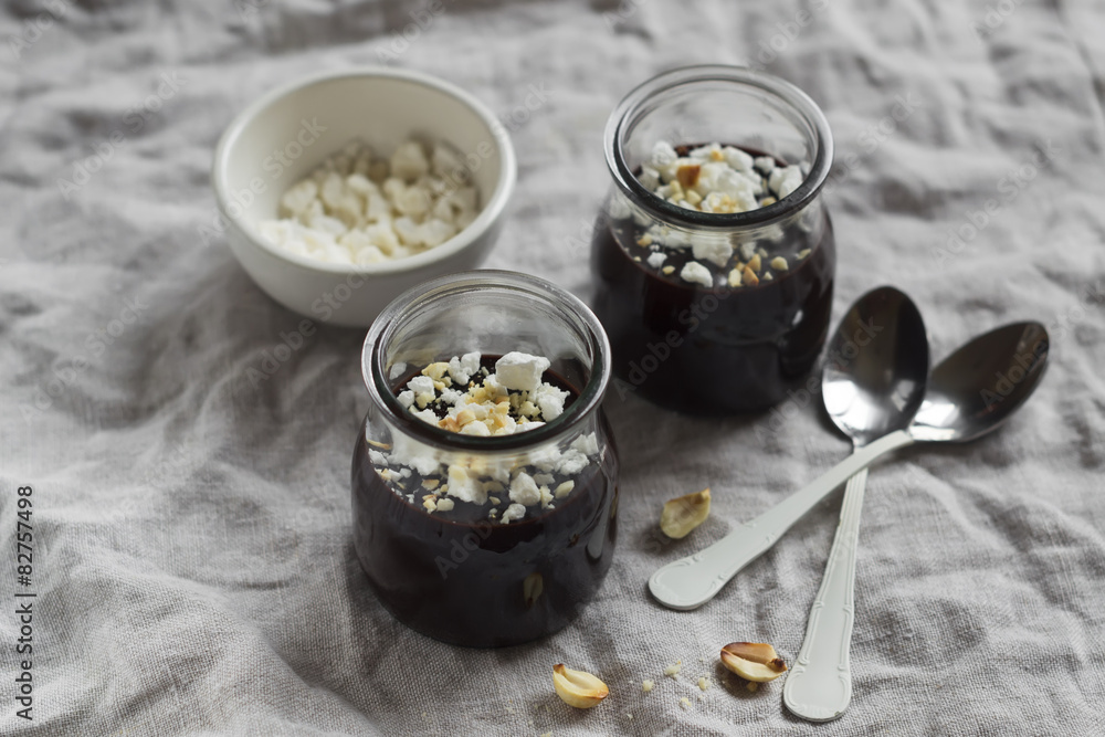 chocolate pudding with meringue crumbs and nuts chocolate pudding with meringue crumbs and nuts