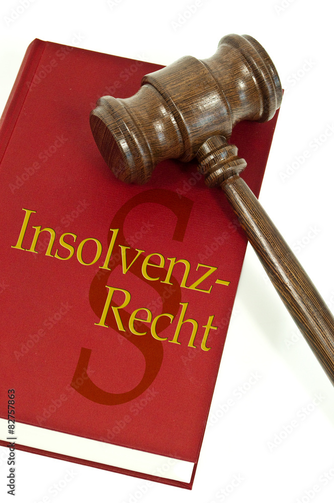 Richterhammer mit Buch und Insolvenzrecht