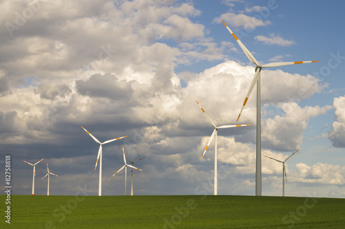 Windmills on spring field