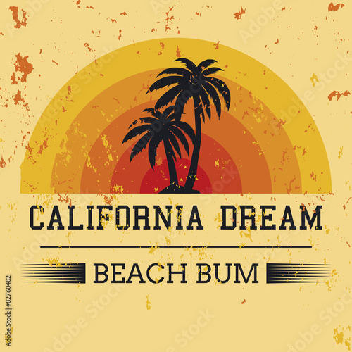 california dream typography, t-shirt graphics. vector illustrati