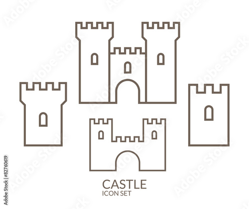 Castle. Icon set. Outline