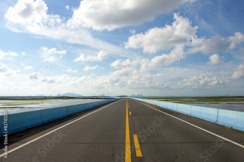 Empty road and the traffic lines.