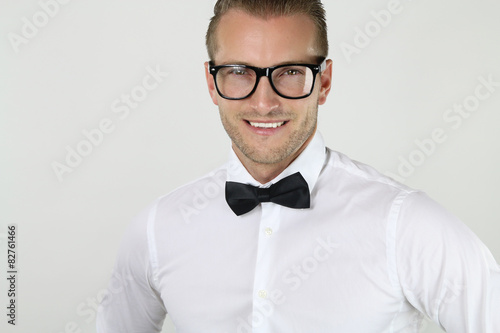 elegant man with glasses