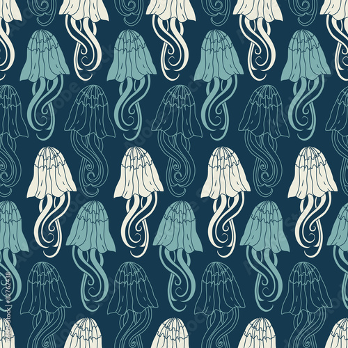 Seamless pattern with octopus