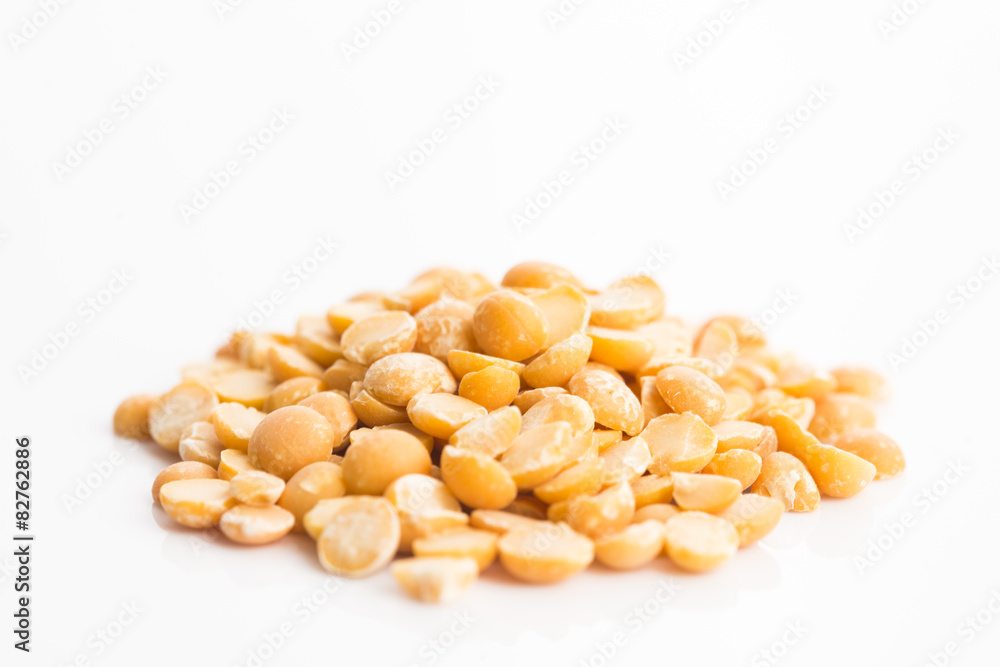 Yellow split peas isolated on white background Yellow split peas isolated on white background