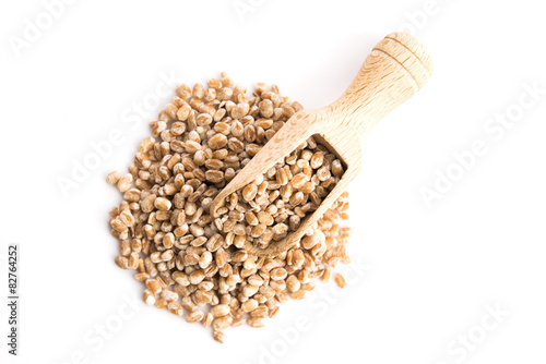 pile of pearl barley isolated on white