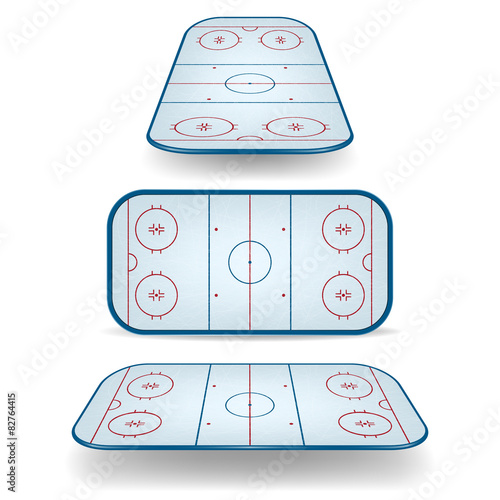 Set of ice hockey fields with different perspectives