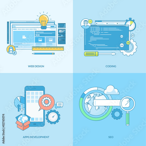 Set of line icons for web design and development