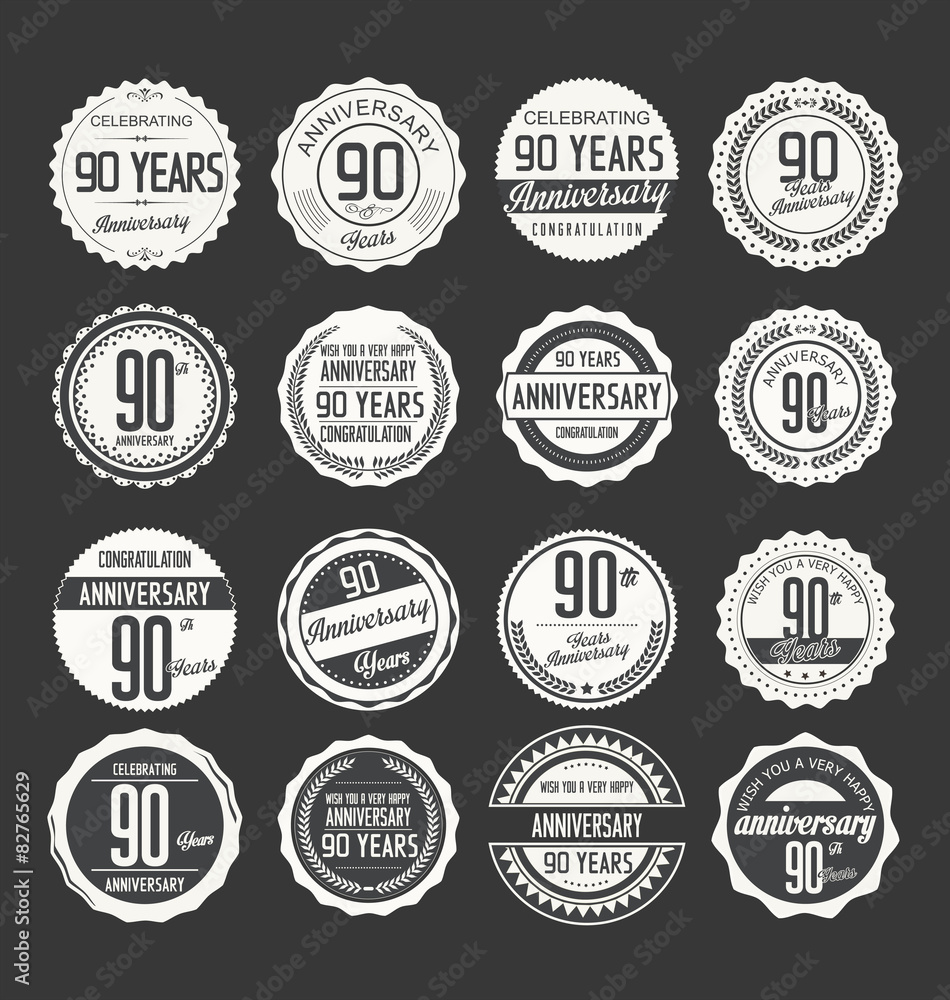 Anniversary retro labels 90 years collection