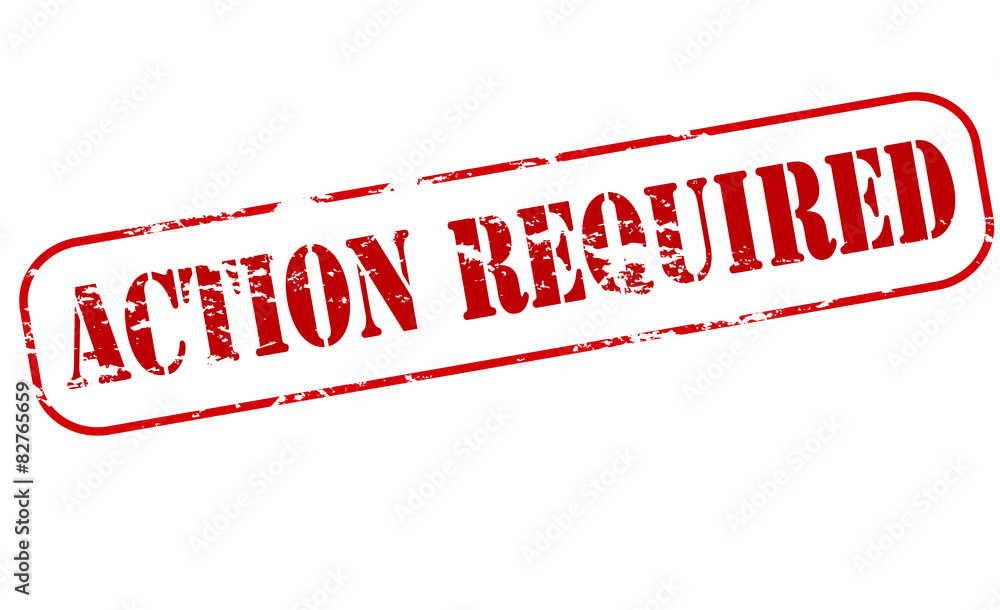 Stamp with text action required inside, vector illustration Stamp with text action required inside, vector illustration