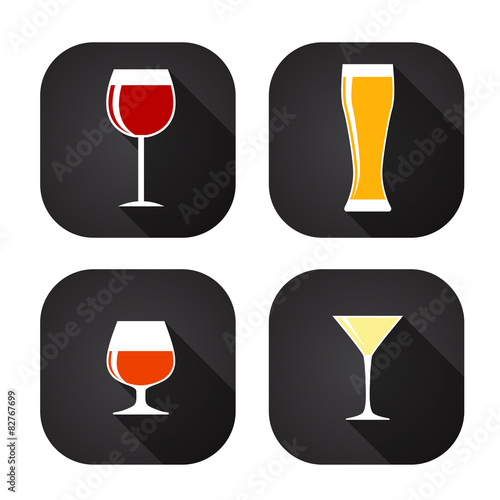 Modern Flat Dink Glass Icon Set for Web and Mobile Application i