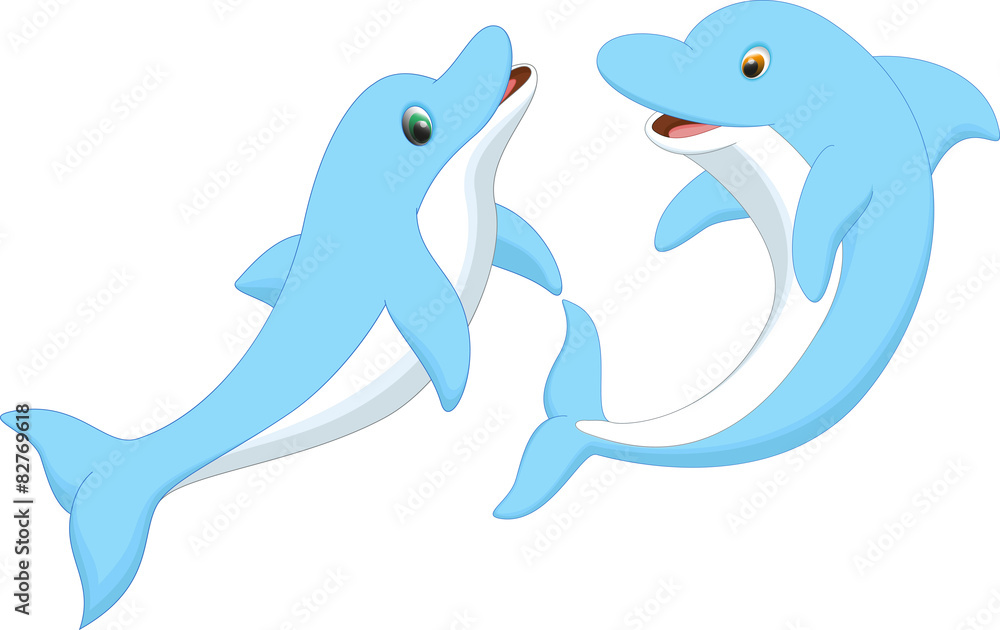 Naklejka premium cute dolphin cuople cartoon