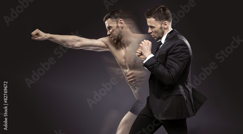 Fototapeta Naklejka Na Ścianę i Meble -  conceptual portrait of the dual man