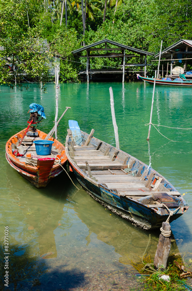 Wood Boats of Fisherman Parking.