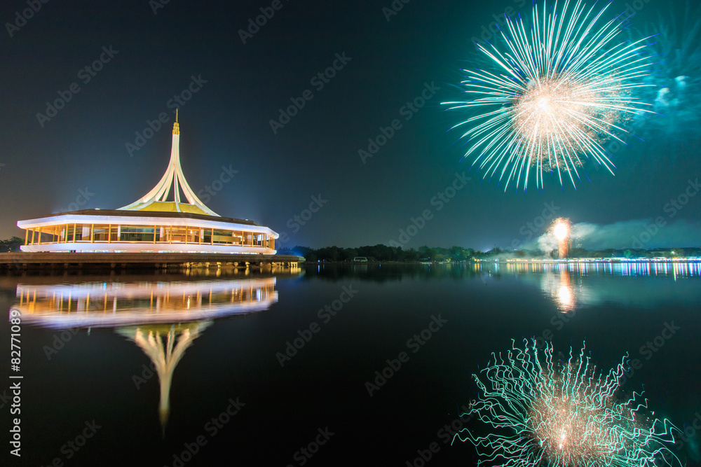 Fireworks at Suan Luang Rama IX, Bangkok of Thailand