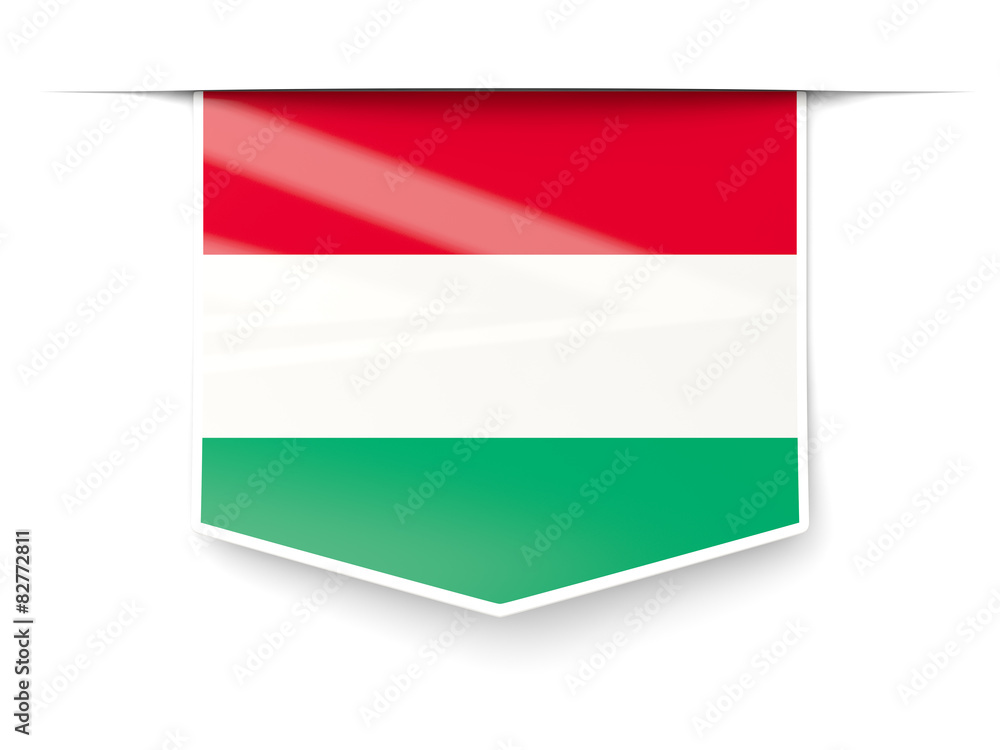 Square label with flag of hungary Square label with flag of hungary