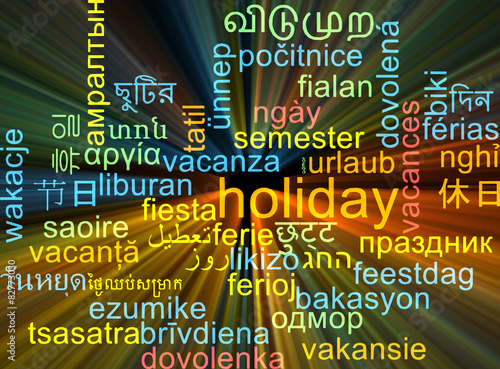 Holiday multilanguage wordcloud background concept glowing