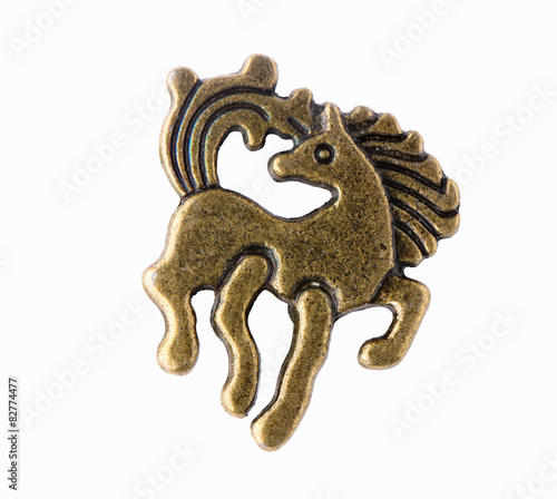 Bronze horse isolated on white background