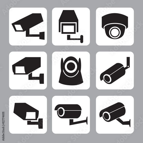 Collection of CCTV and security camera icon