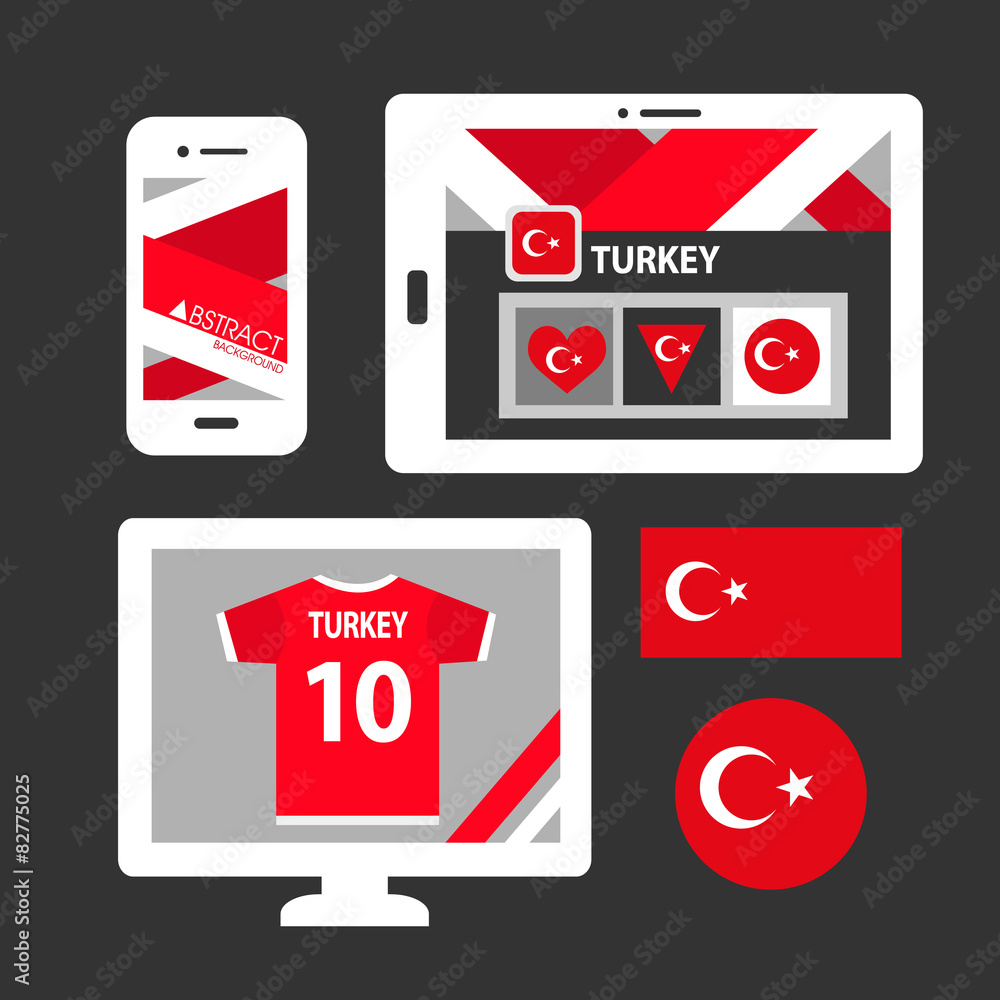 Set of Turkey flag
