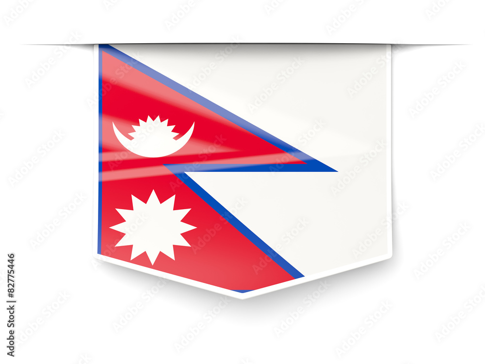Obraz premium Square label with flag of nepal