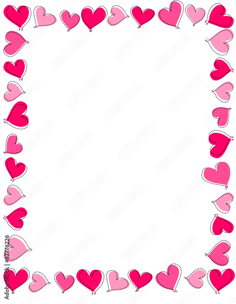 Pink and red heart frame / border