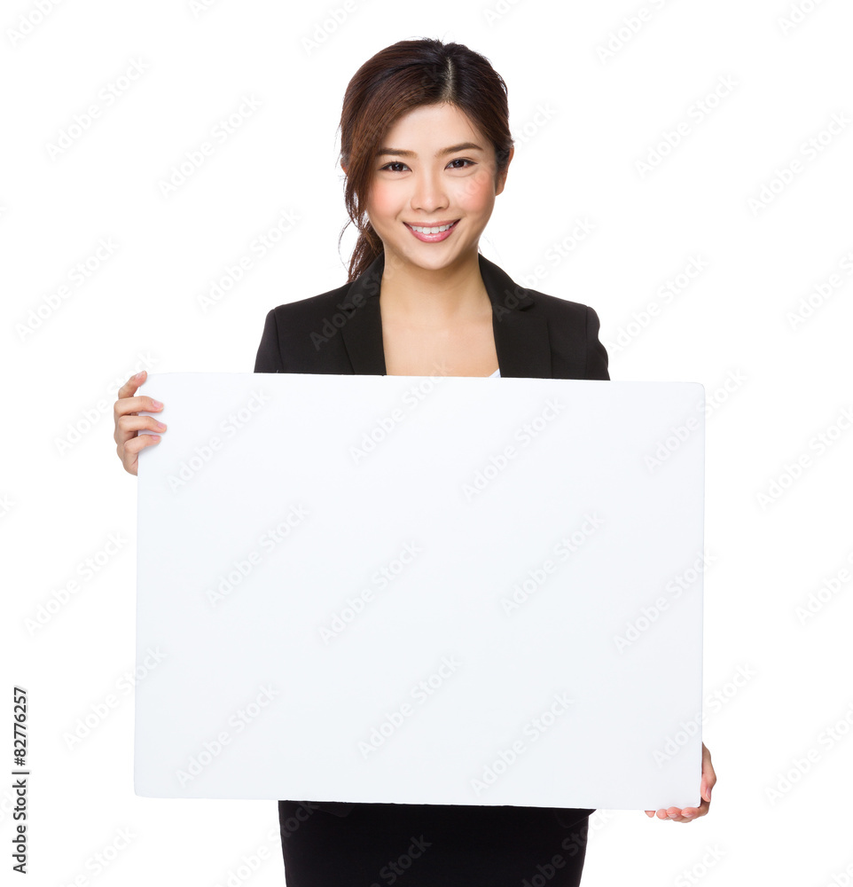 Young businesswoman show with white board Young businesswoman show with white board