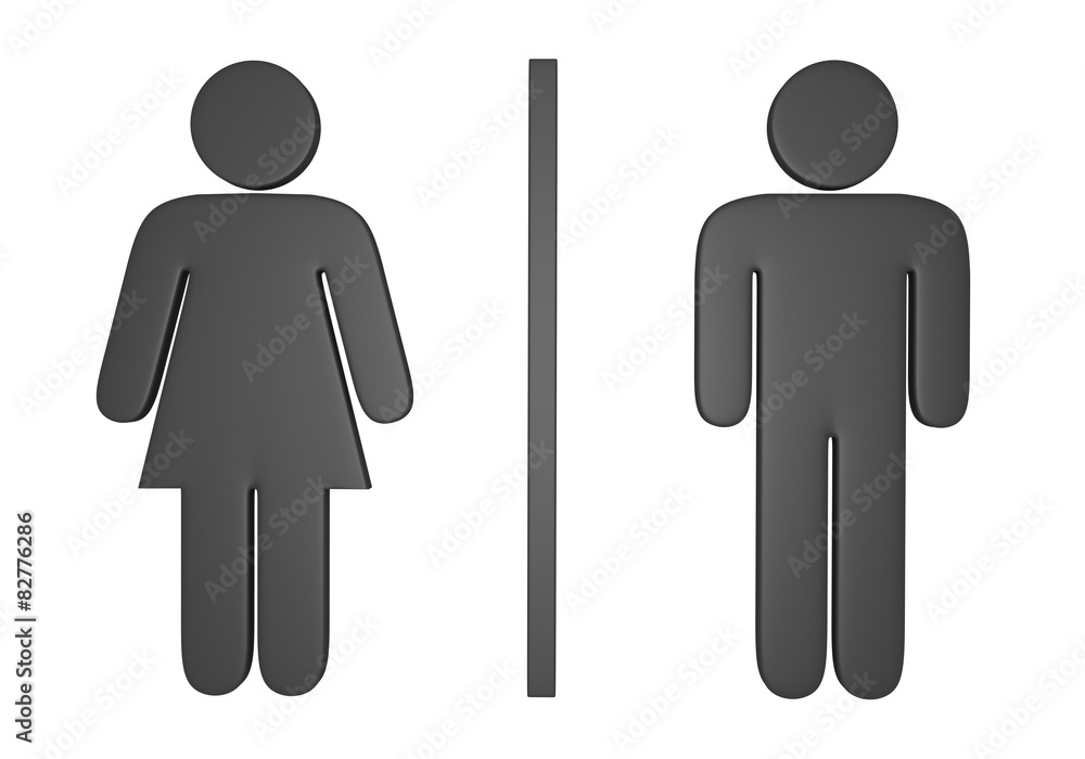3D male and female gender icons used to mark public restrooms 3D male and female gender icons used to mark public restrooms