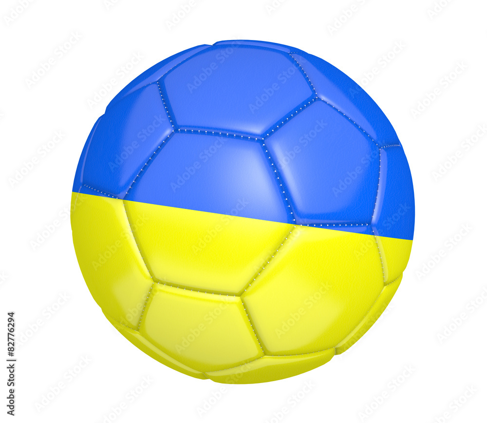 Soccer ball, or football, with the country flag of Ukraine