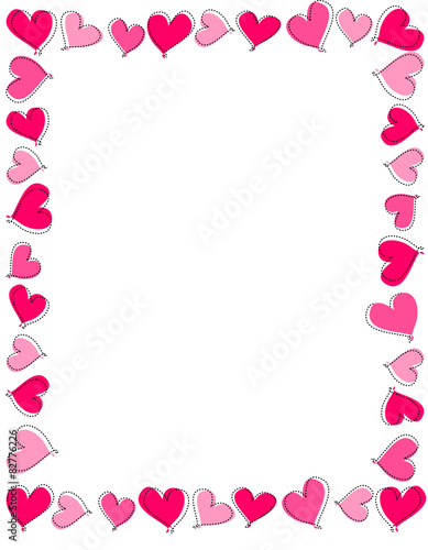 Pink and red heart frame / border