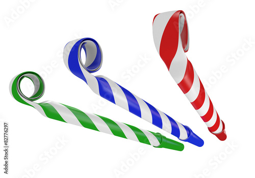 3D noisemaker paper horns for birthday parties and celebrations photo