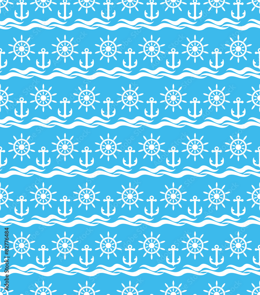 seamless pattern with anchors, water, waves seamless pattern with anchors, water, waves