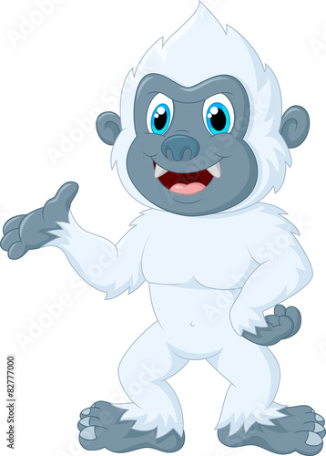 Cartoon yeti was presenting