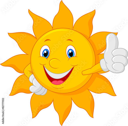 Fototapeta Naklejka Na Ścianę i Meble -  Cartoon sun giving thumb up