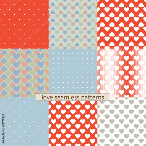 Set love seamless patterns