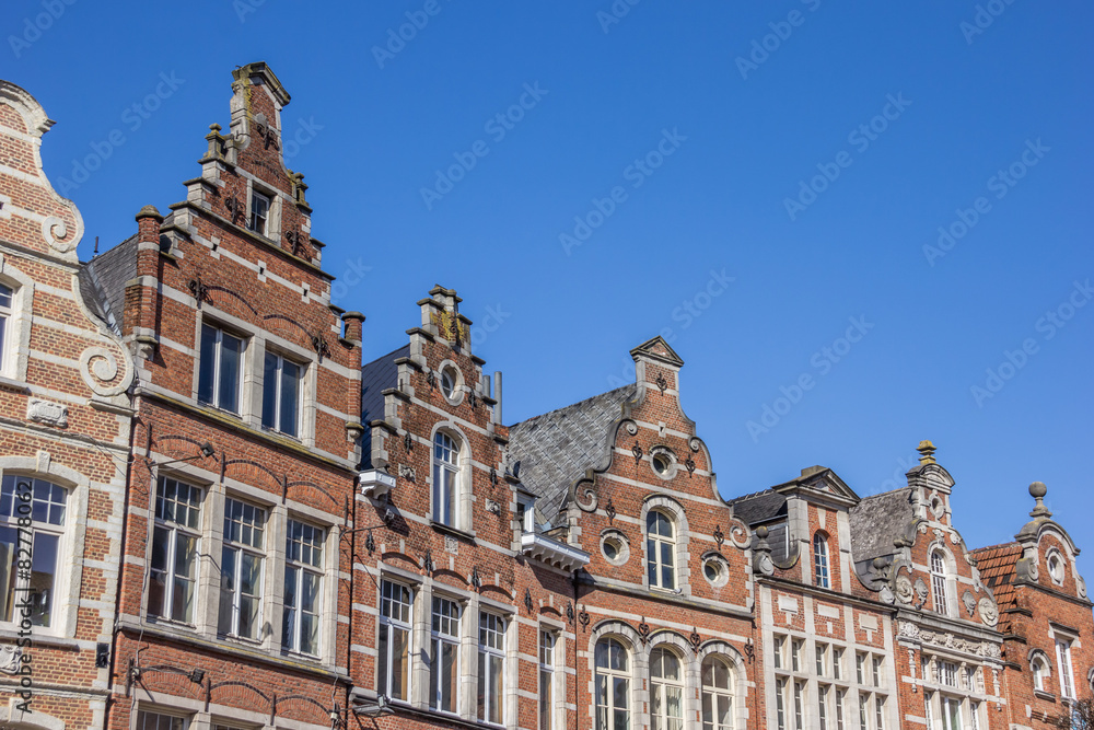 Historical facades at the old market square in Leuven