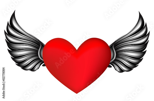 Heart with silver wings